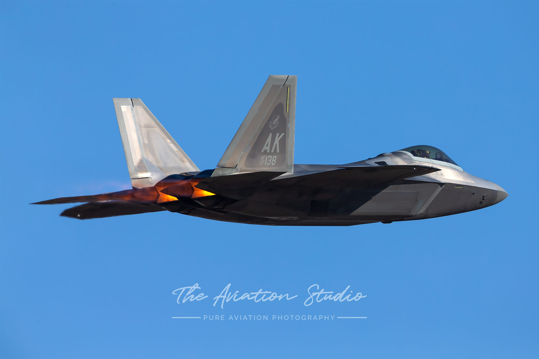 A United States Air Force Lockheed Martin F-22A Raptor 07-4138 departing RAAF Base Amberley with the burners lit and about to climb unrestricted to 19,000ft (Image: Lance Broad)